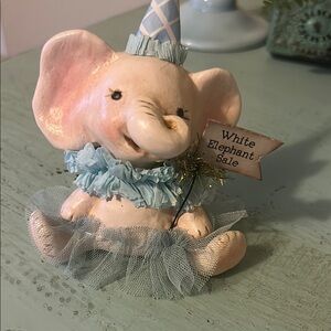 Festive Elephant Accent in White and Blue